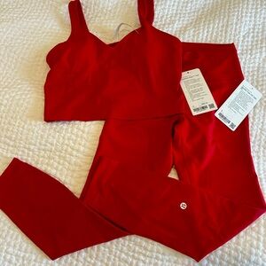 Lululemon Athletica Oxford red align top and wunder under leggings